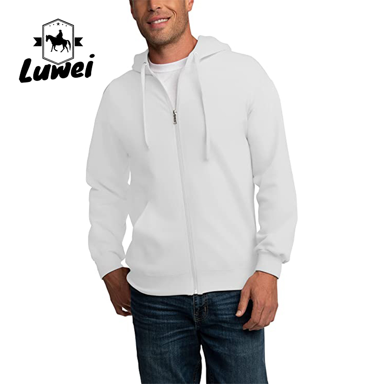 High Quality Moletons Pastel 50% Cotton Cut And Sew Zip Up Drawstring Men's Hoodies Sweatshirts