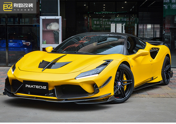Paktechz Style Carbon Fiber Kit for Ferrari F8 Carbon Fiber Body Kit Front Shovel Rear Diffuser Spoiler