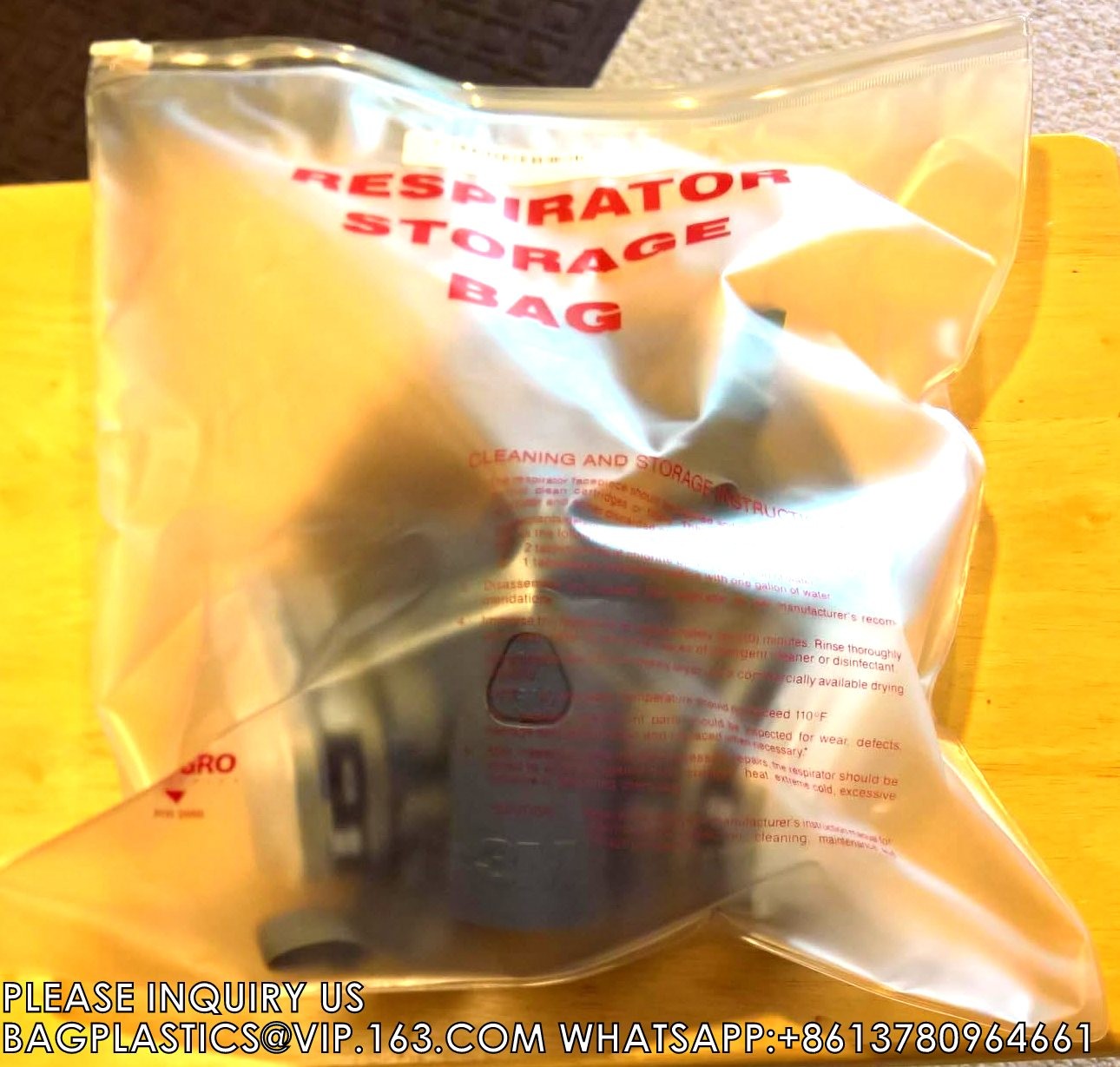 Reclosable, Recyclable, Sustainable, Reusable Respirator Storage Bags - 12"X15" Respirator Storage Bag W/Zipper