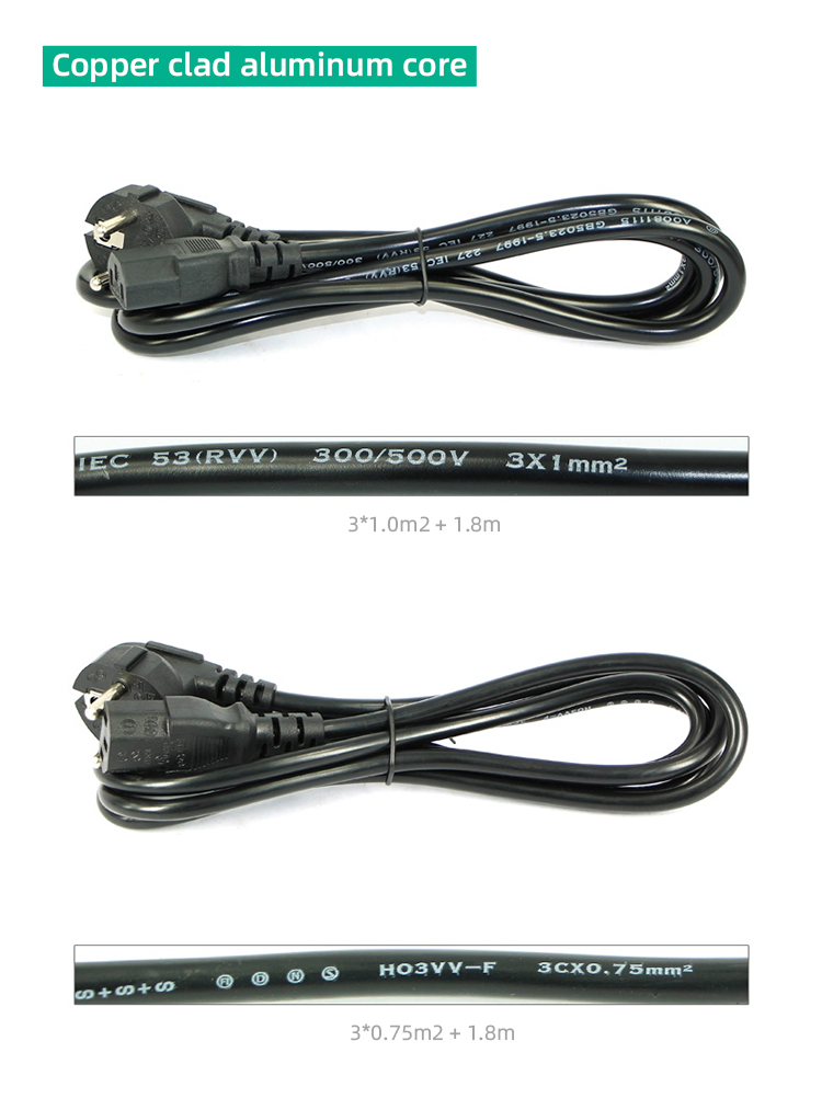 3 Pin Computer Desktop Accessories 1.5M 110V-250V EU Power Cord For PSU