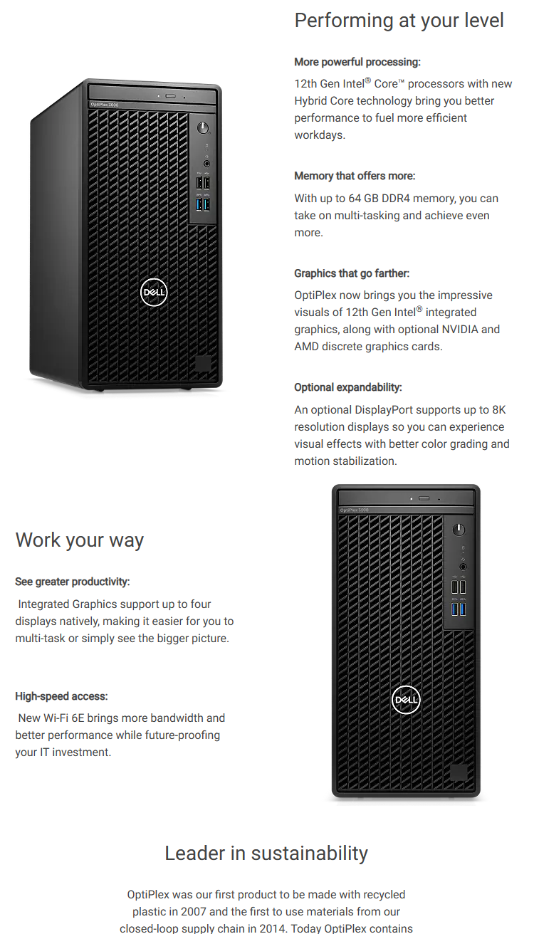 Dell OptiPlex 3000 Tower 3000MT i3-12100 Desktop with SSD HDD Rotation Speed