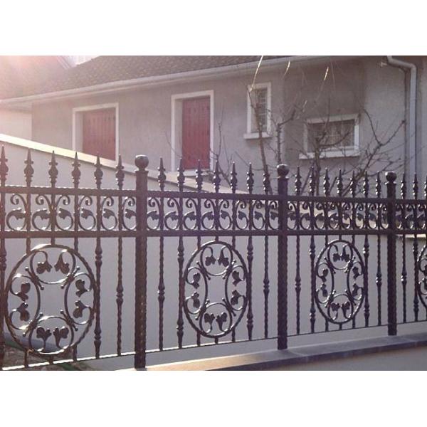 Welded Wrought Iron Fence Panels With Finial Hot Dip Galvanized