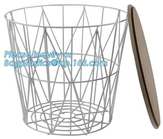 metal wire storage basket with tray in whole sale lowest MOQ sale even just buy 1 set, Kitchen storage Rose gold wire me