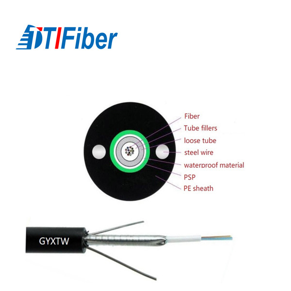 GYXTW 6 Core 4 Core Fiber Optic Cable Single Mode PE Black Jacket