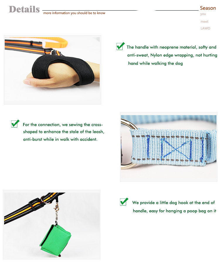 Fashion Custom Bungee Elastic Extended Retractable Nylon Braided Rope Dog Leash