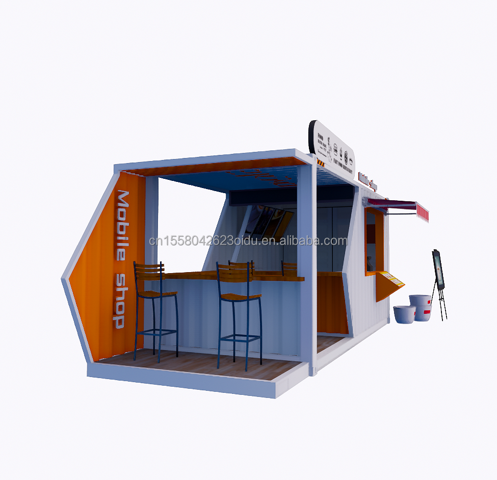 20ft or 40ft Steel Frame Extendable Mobile Coffee Bar Pop Up Shipping Container Shop with Galvanized Steel Bending