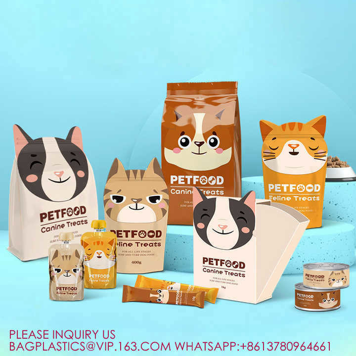 Customized Printing Slide Zipper High Quality Block Bottom Zipper Pouch Avocado Pet Food
