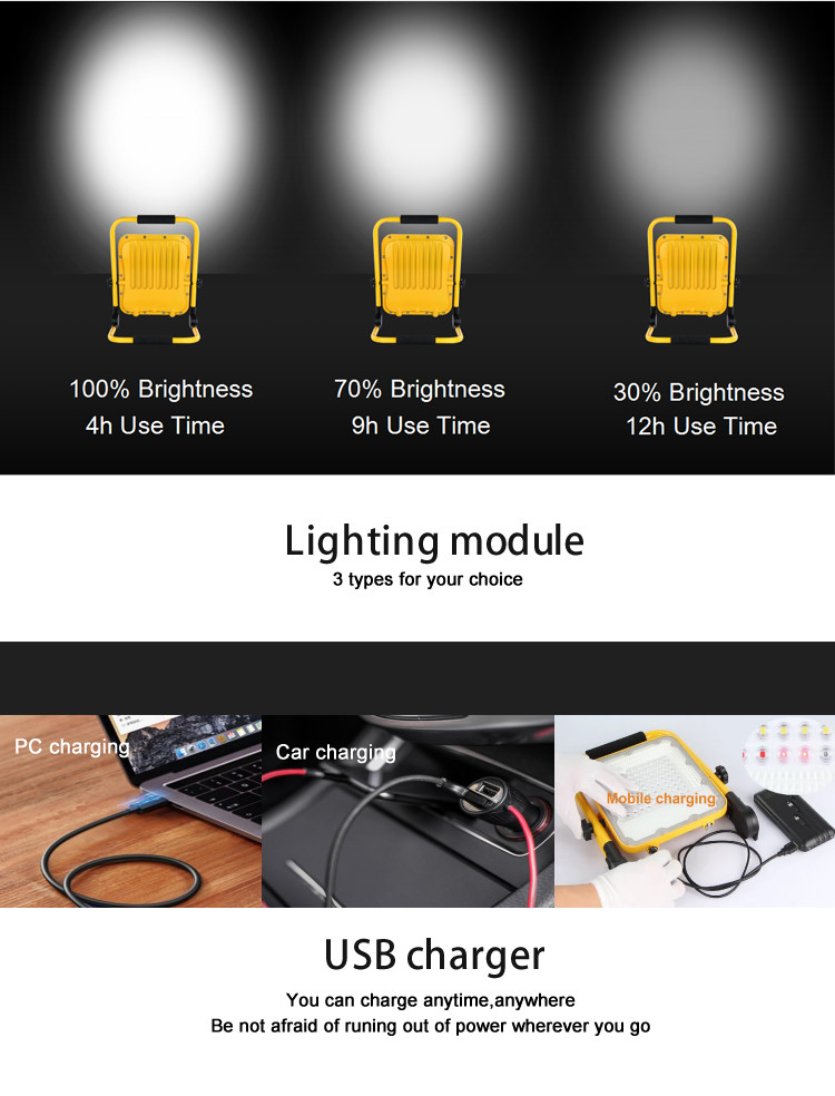 50w Portable LED Work Light Adjustable 2000 Lumen LED Work Lamp