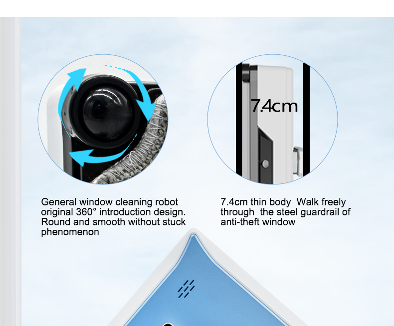 Smooth Window Washing Robot 65DB 72W High Rise Window Cleaning Robot
