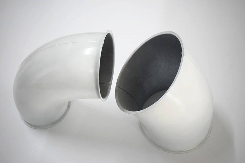 Paint Dust Extraction Pipe Stamping Welding Elbow White With Cricle Shape Head