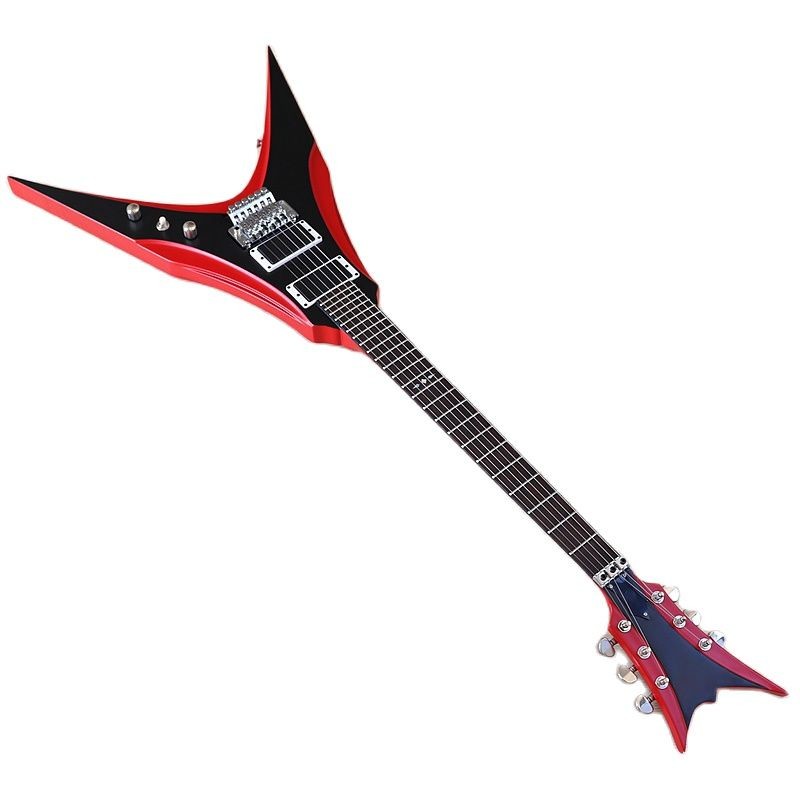 6 Strings Guitar 39 Inch V Shape Electric Guitar Neck Through Active Guitar Mahogany Wood Body Matte Pink Green Black Re