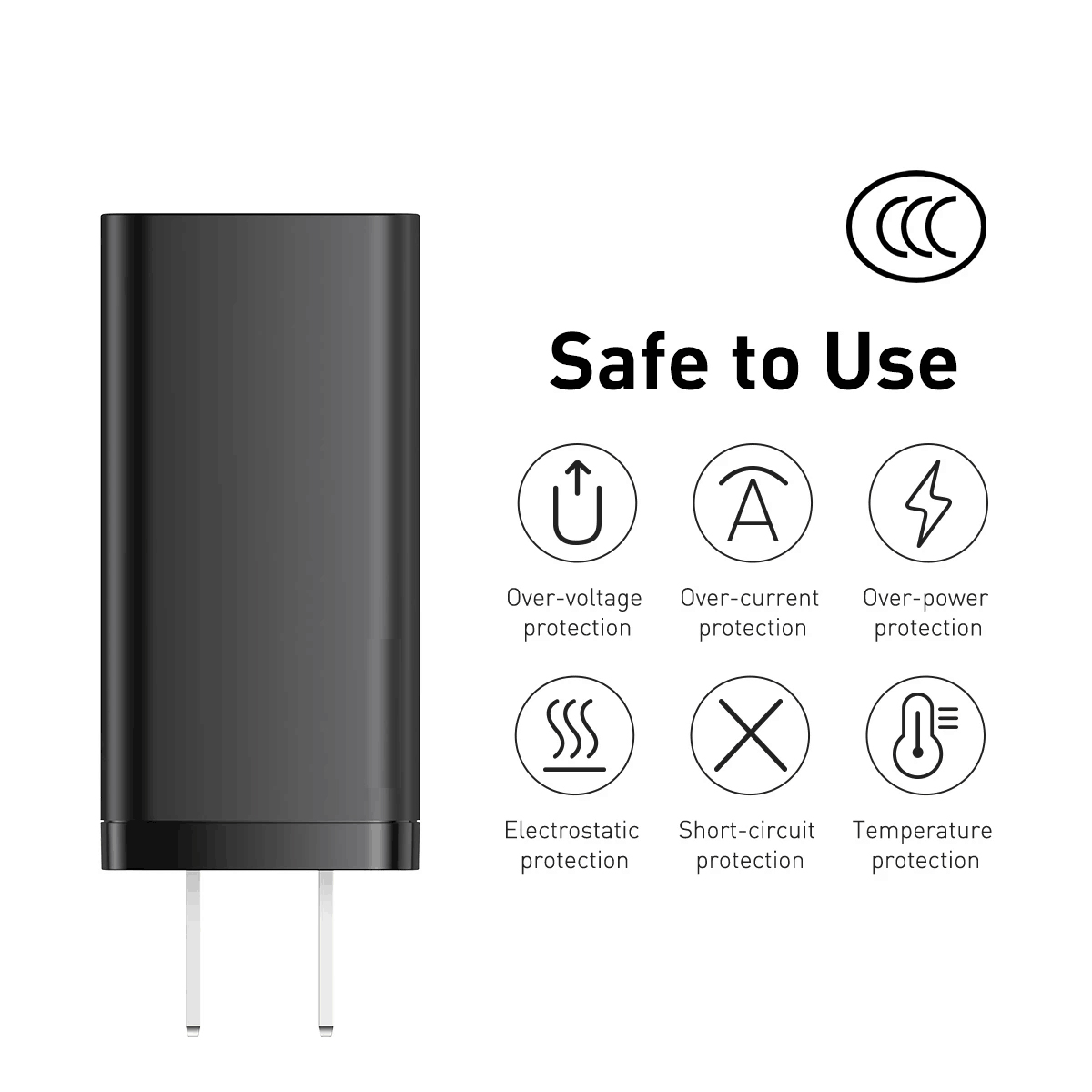 Portable Charging 65W 2 Ports Small PD Fast Charging Charger with GaN Gallium Nitride