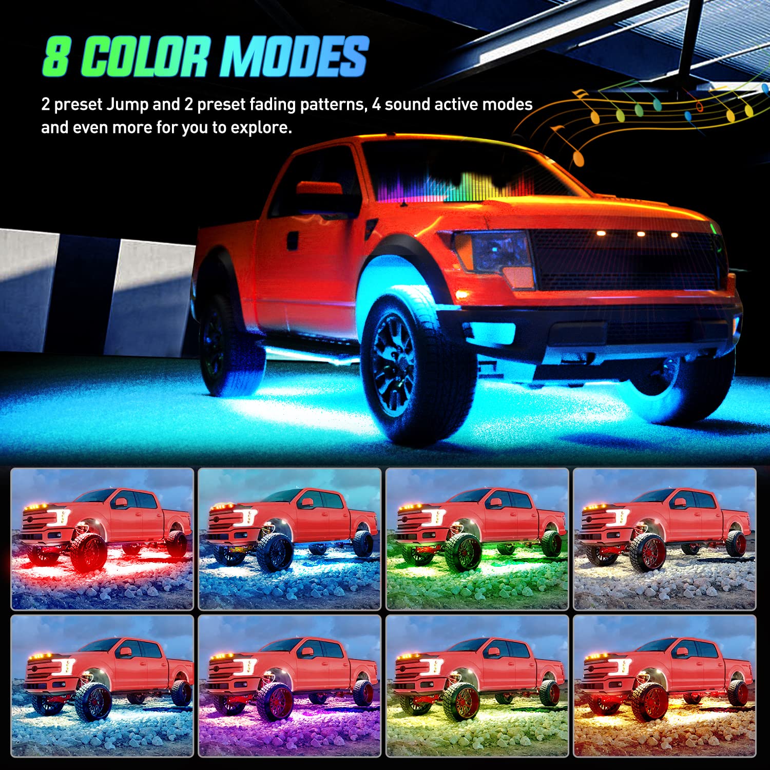 Multi-color Car LED Light Strip with Voice Control and Music Mode 680g Remote Control