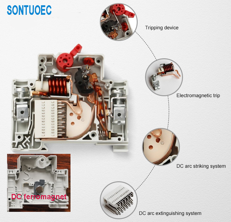 4 Pole 63a 24v Sontuoec Solor Dc Mcb Circuit Breaker