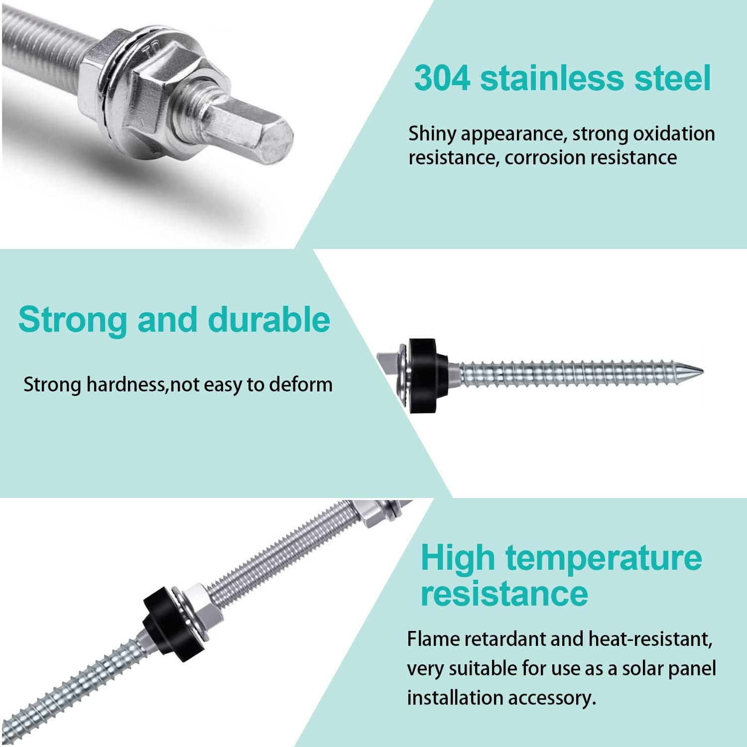 Aluminum Stainless Steel 304 Hanger Bolts for Solar Mounting Various Sizes Directly Sell