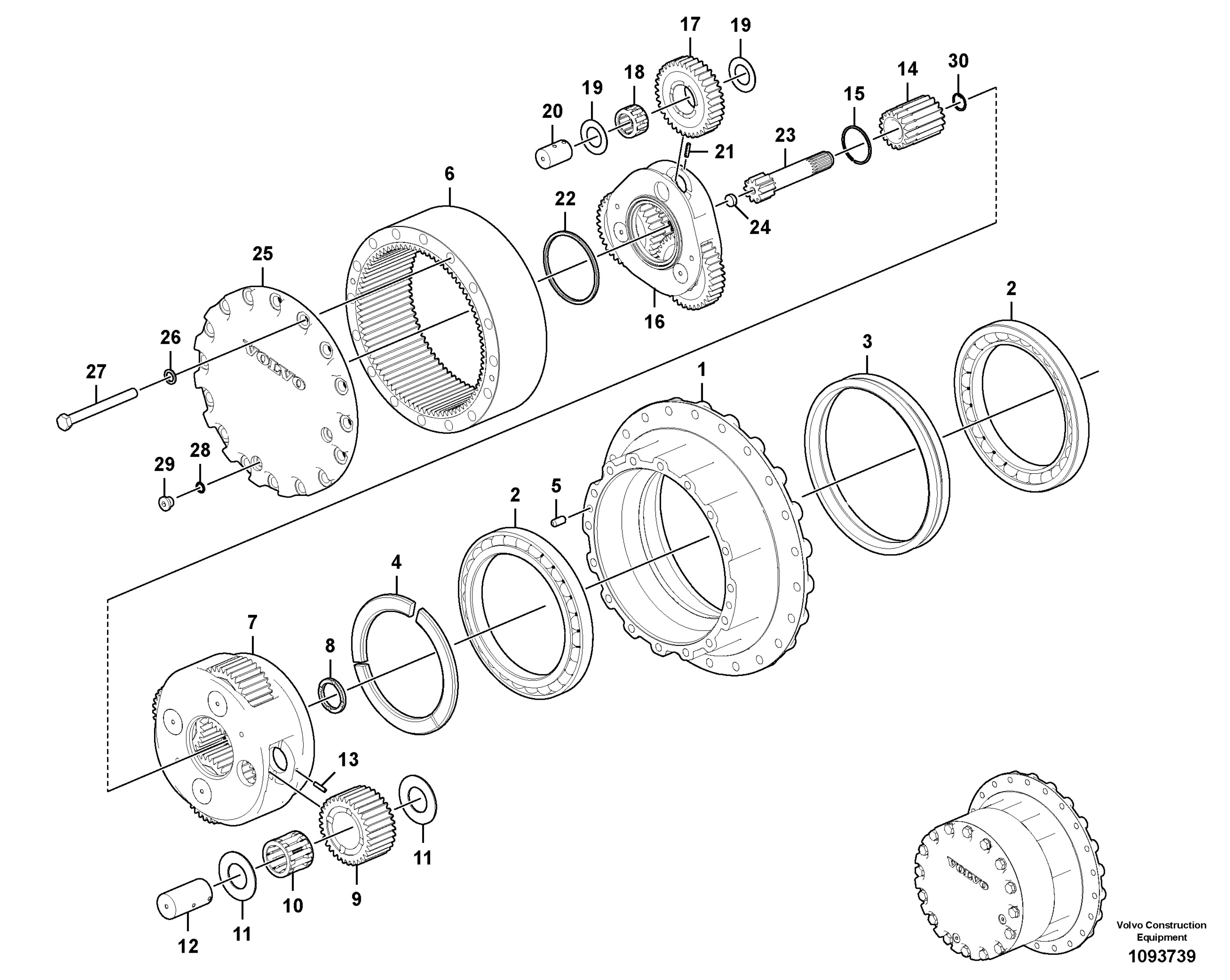VOE14713821 EC200D EC210D Excavator Travel Gearbox Travel Motor Reducer Final Drive Parts