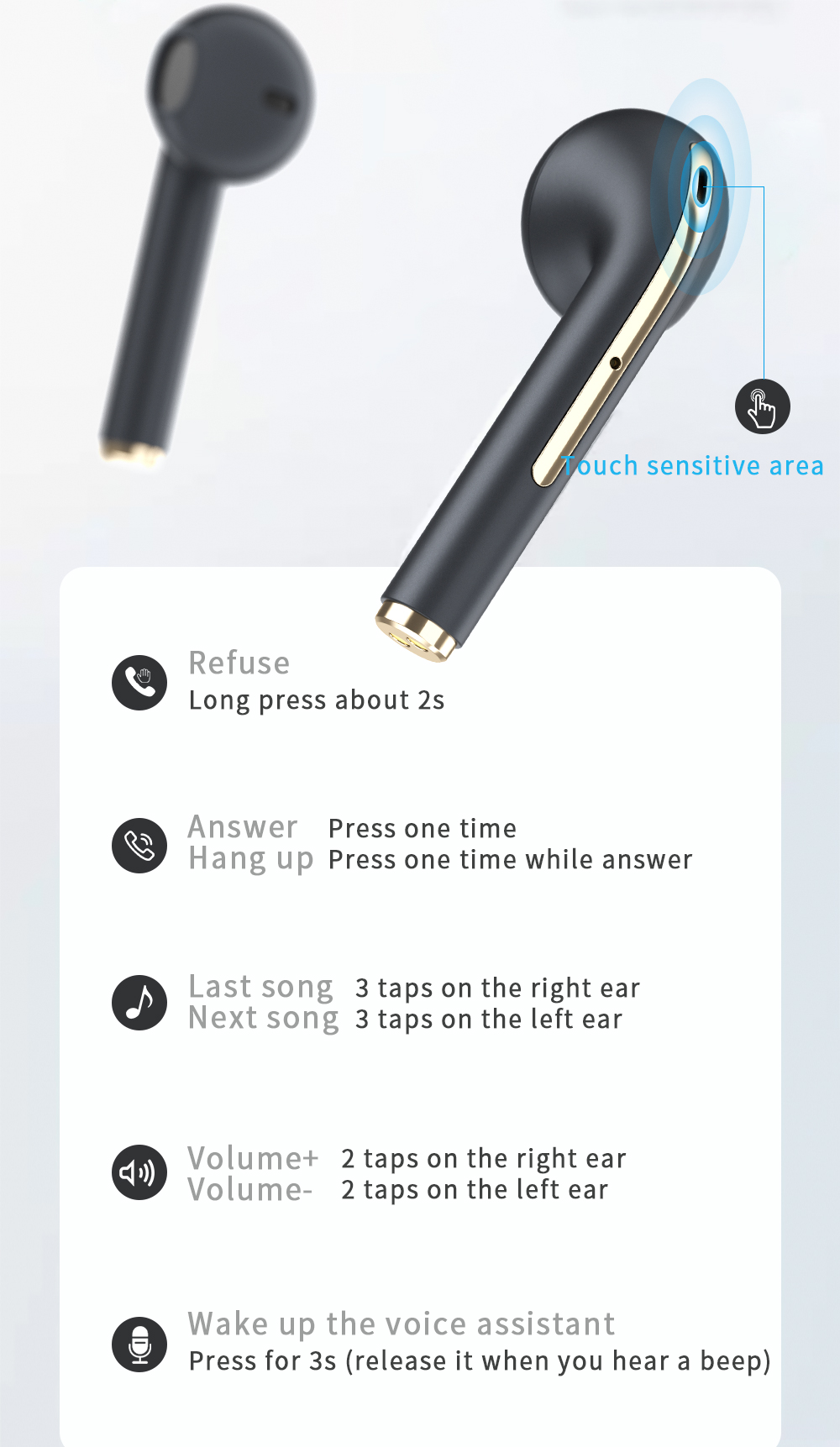 J18 ANC HiFi Wireless Sound Stereo True Wireless Headset Earbuds J18 Handsfree Earphones