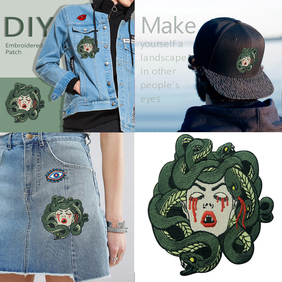 Medusa 3D 10cm Custom Embroider Patch Embroidery Patches For Jackets