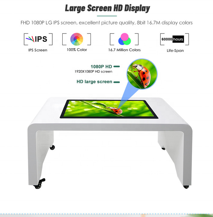 High Brightness Interactive Touch Screen Coffee Table 32 43 Inch Smart