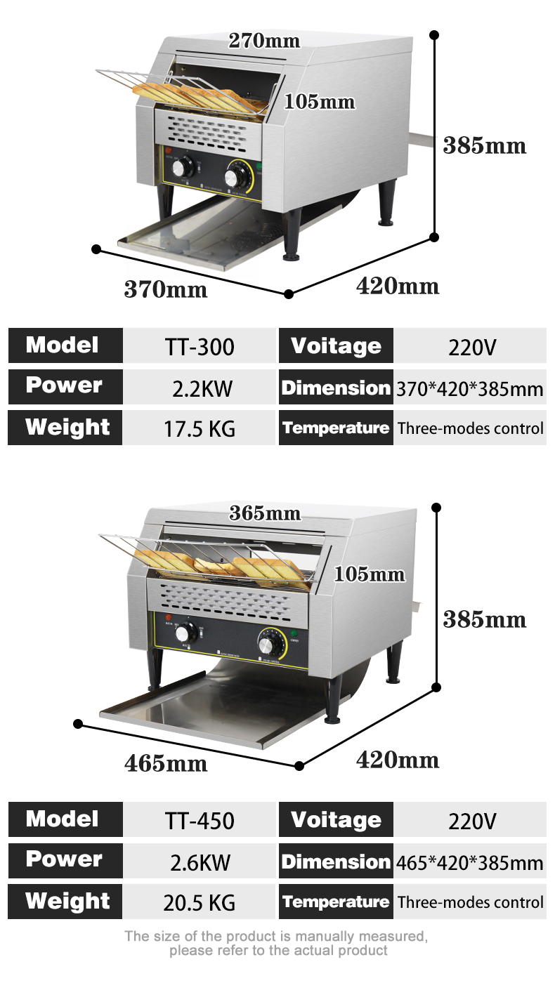 Stainless Steel Electric Conveyor Toaster For Fast Food Restaurant 220V