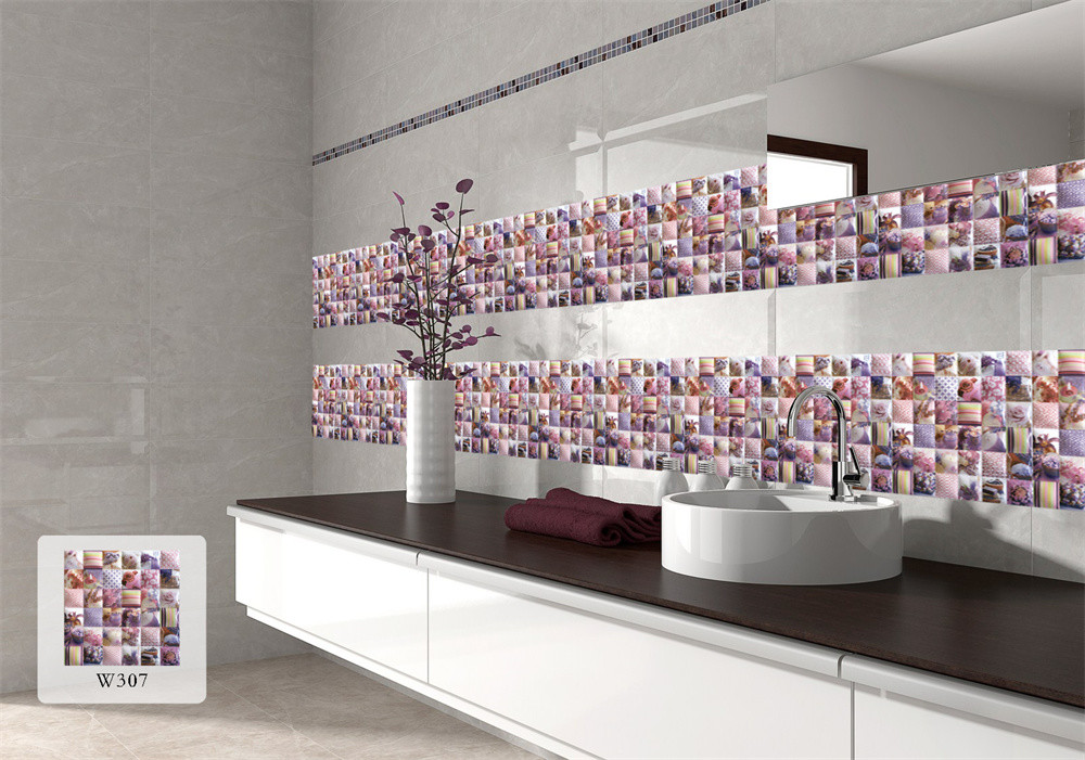 Durable 300x300mm Pink Ceramic Rustic Tiles For Kitchen And Decorative Glossy Wall Tile For Hotel