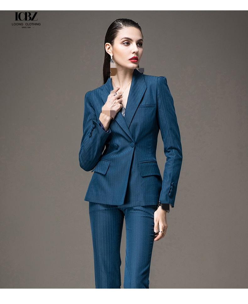Autumn Dress Women's Fitted Business Suits with Hand Embroidery and Pure Pattern