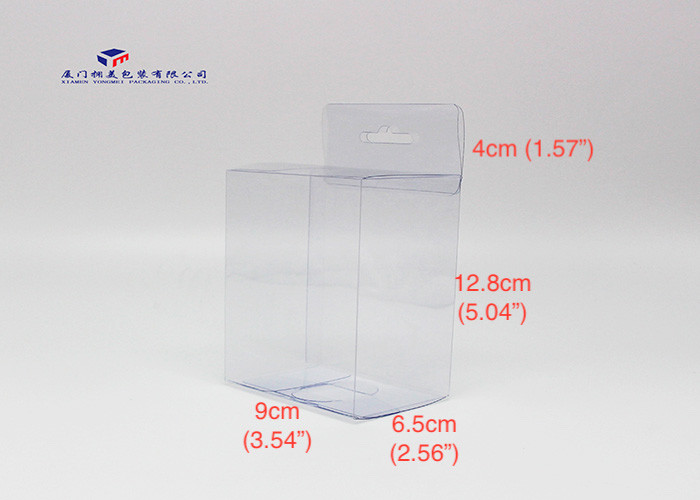 0.3mm Rigid Clear PVC Packaging Boxes Without Printing Hang Strip On Box Top