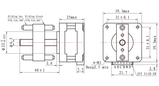25mm 12V NEMA 16 Stepper Motor With Lead Screw Captive Stepper Motor 4 Phase