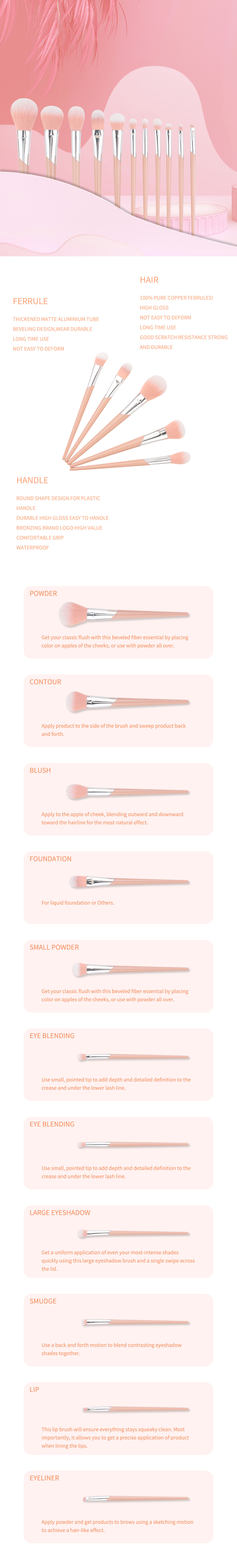 10pcs Cosmetic Makeup Brush Set