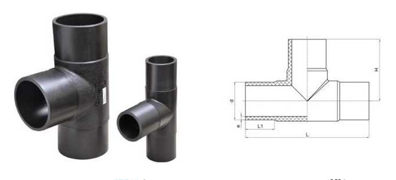 SDR11 MDPE DN63-DN450 Spigot Equal Tee PE Fusion Fittings