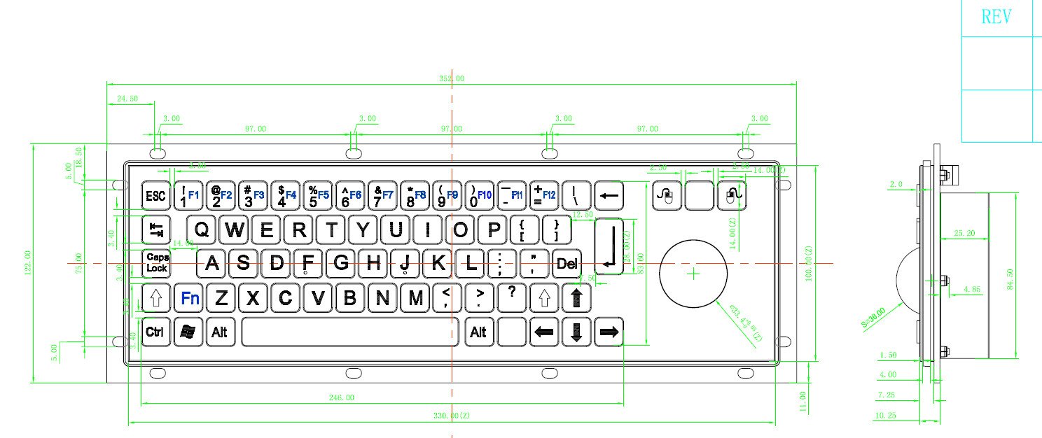 68 Keys Type Industrial Keyboard With Trackball Good Explosion Resistant Performance