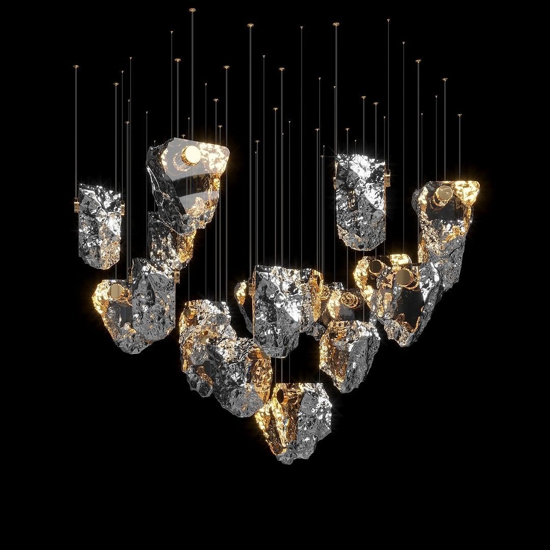Crystal Volcanic Rocks Large Chandelier Commercial Space Hall Residential Villa