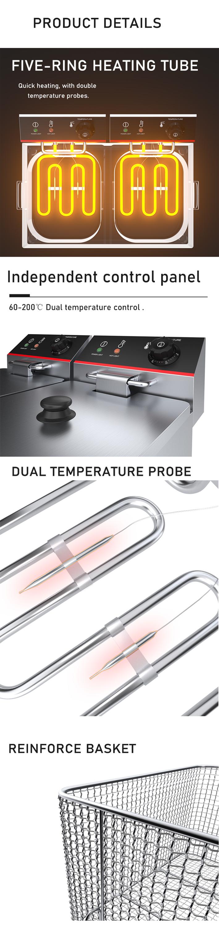 Fast Food Restaurant Kitchen 3.5KW Deep Fryer for Hotels and Restaurants Cooking