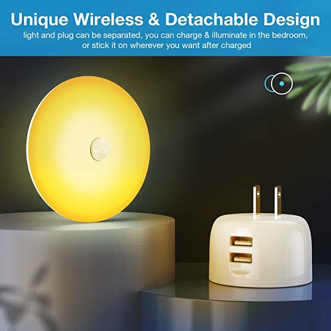 20LM 0.5W Detachable LED Night Light Rechargeable 0.1A With Dual USB Ports