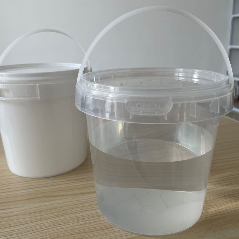 Metal or Plastic Handle Square Plastic Bucket with Heat Transfer and IML Printing