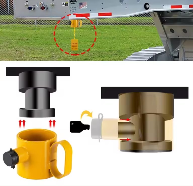 Wheel King Pin Lock with Handles and Warning Tag The Perfect Addition to Your Trailer