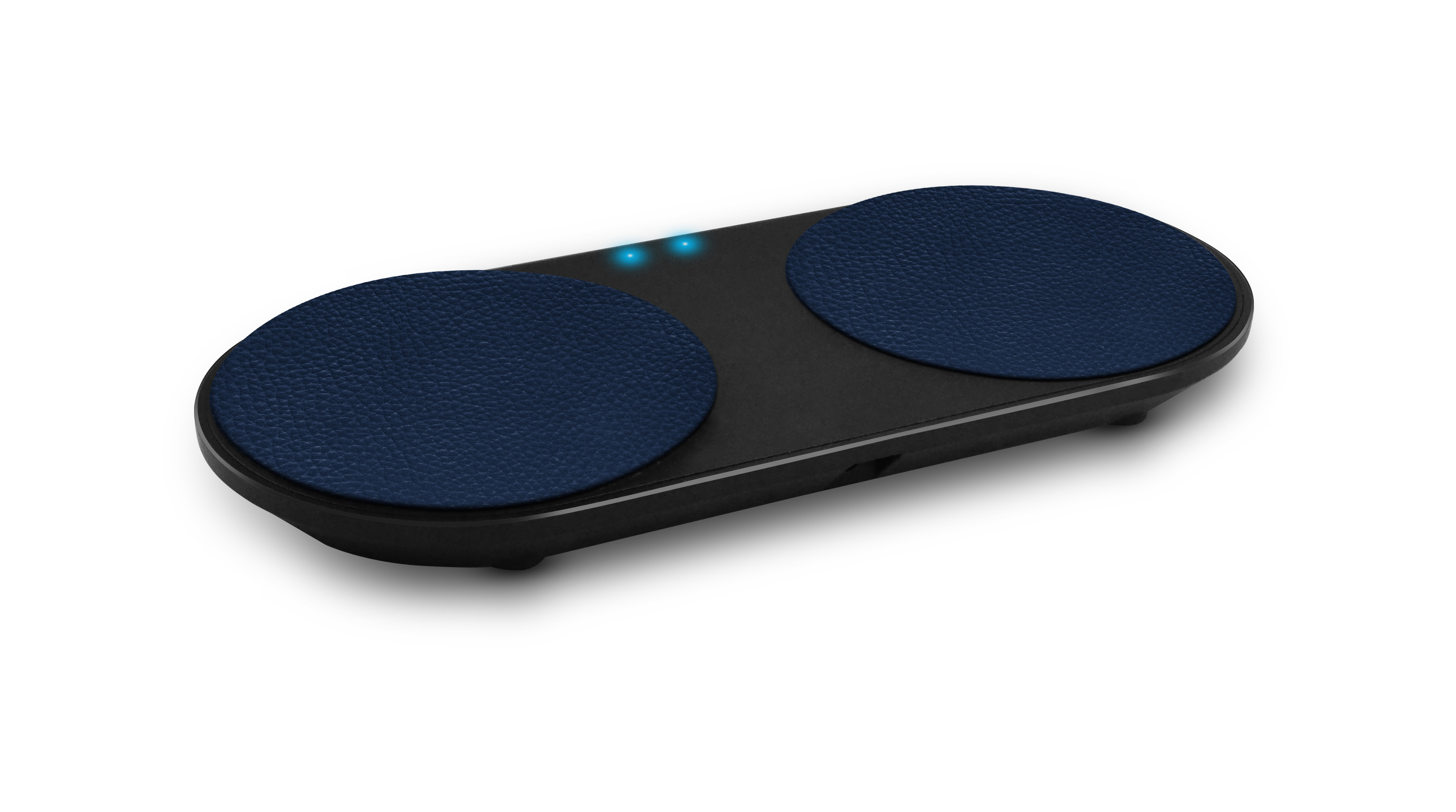 PU Leather Dual DC 5.0 Jack Qi Wireless Charging Pad Fast Twin Charger