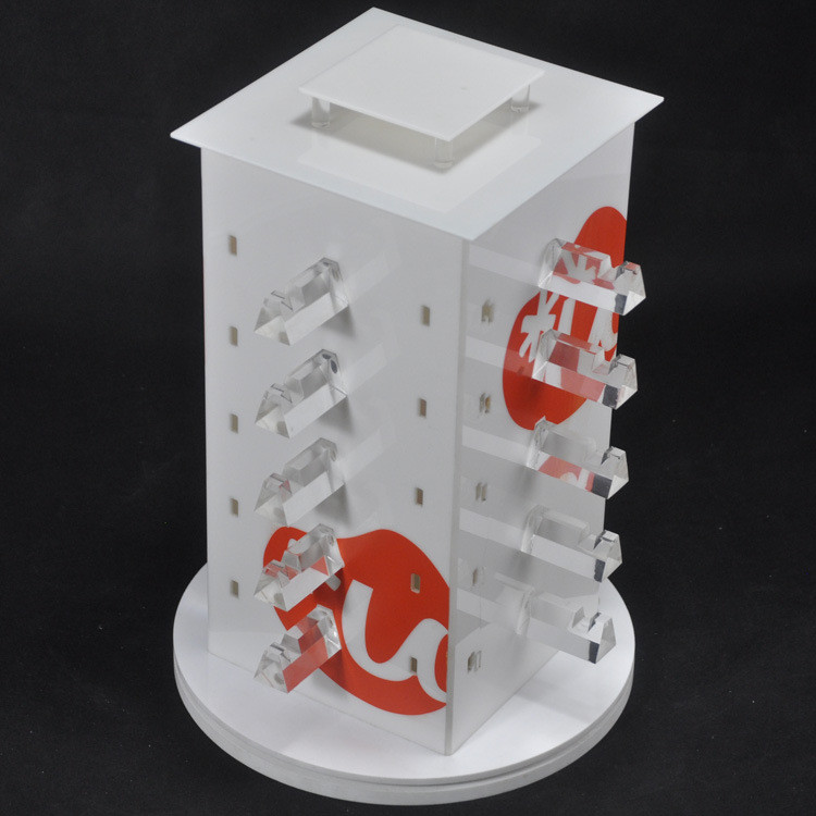 Revolving White Acrylic Sunglasses Display Stand Free Standing Eyewear Display For 20pcs Glasses