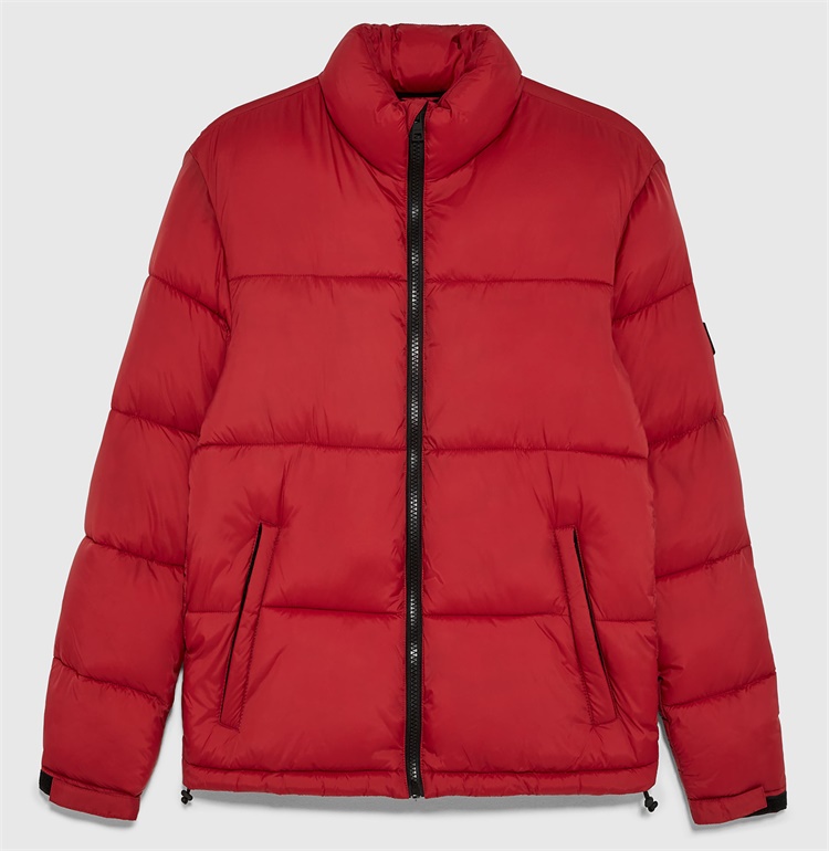 Custom Mens Black Polyester Outdoor Puffer Jacket for Winter