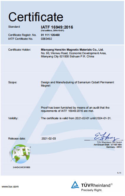 Antirust High Performance OEM ODM Sintered SmCo Magnet Sm2co17