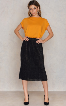 Women Clothing 2017 Midi Pleated Sparkle Skirt
