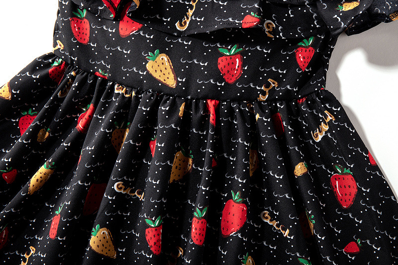 Summer Printed Flower Ruffle Princess Dress Frock Full Sleeve Pleated Retro Style