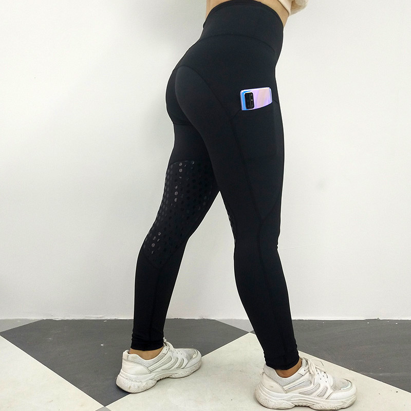 Stretchy Horse Riding Pants Side Pockets Anti-slip Silicone Grip Riding Leggings