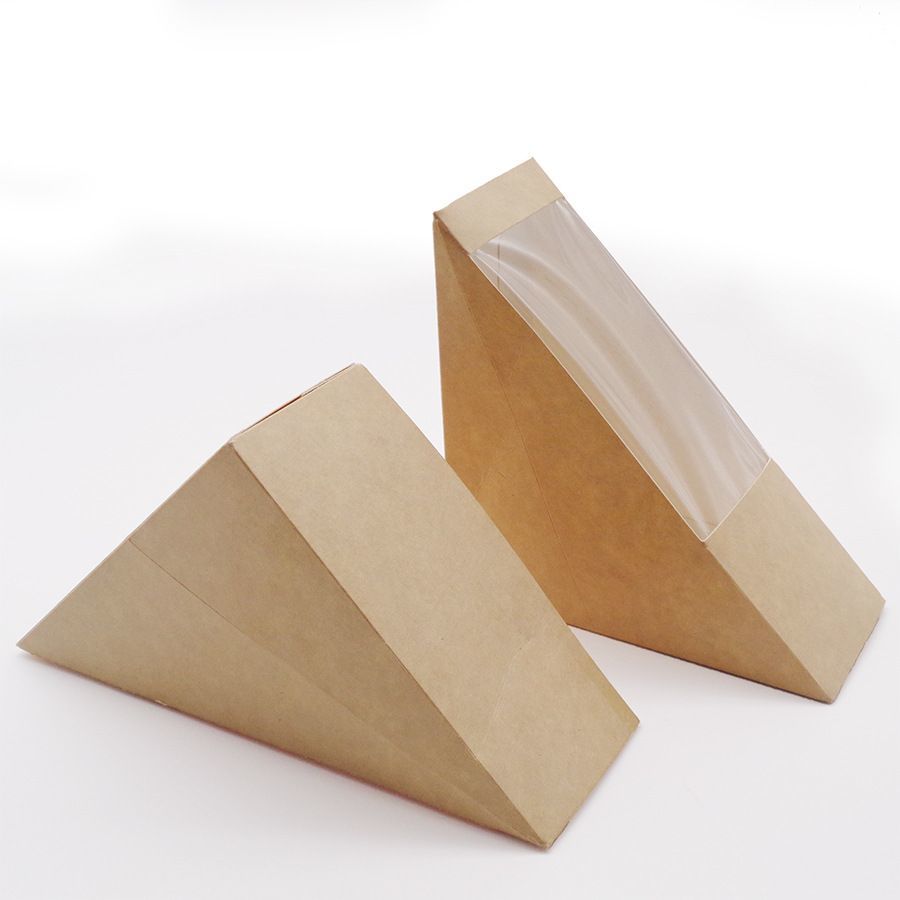Recyclable Eco-Friendly Custom Logo Printing Food Grade Convenient Portable Triangular Cardboard Sanwich Box