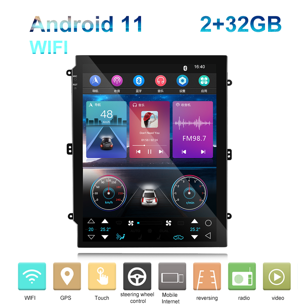 9.7 Inch QLED Screen Carplay Car Radio for Uniersal Android Octa Core DVD GPS Navigation Player