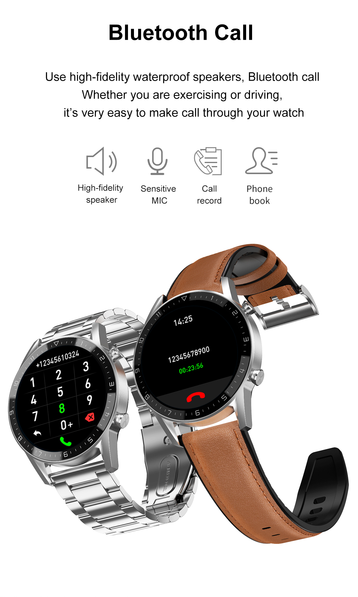 DT92 Smart Watch Women Men Call 1.3 Inch Touch Screen Retina Display Scree Round Charging Smartwatch 2020 PK L13 L16