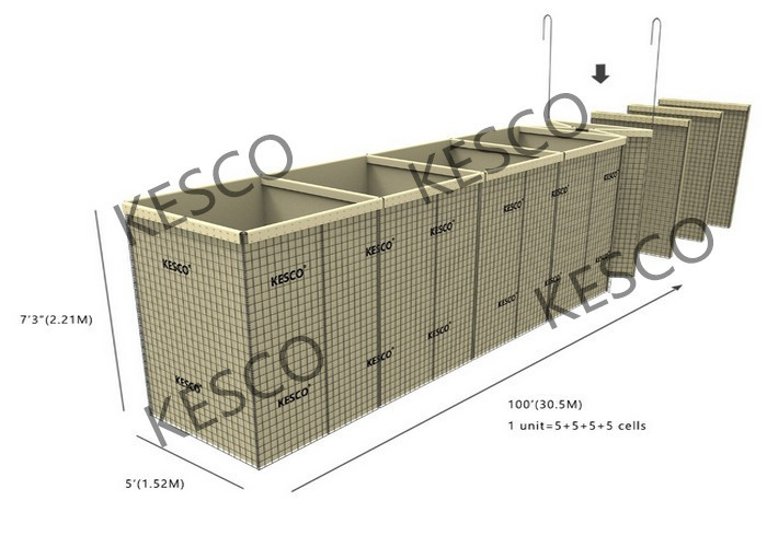 5 Cells Hot Dipped Galvanized Hesco Bastion Barrier