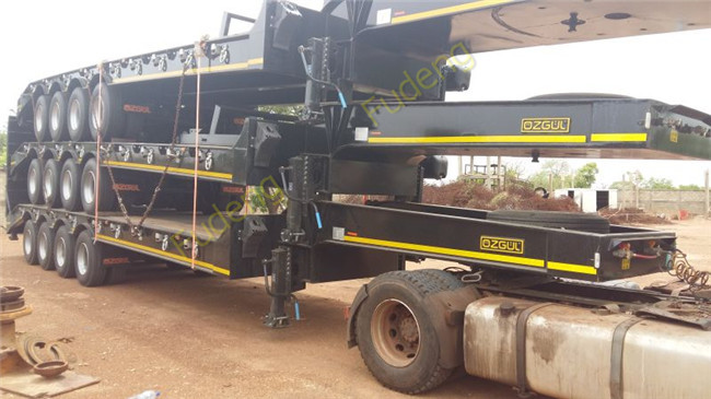 2 axle 40 ton low bed semi trailer ,Low loader truck trailer with mechanical ramps