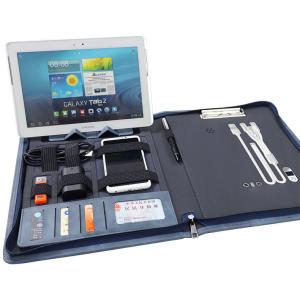 Multipurpose Leather Binder Portfolio , Portable Zipped Conference Folder