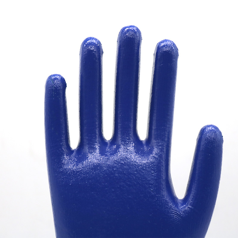 ZM 13 Gauge Polyester Liner With Smooth Nitrile Fully Dipped Glove For Wet And Oily Conditions Glove Waterproof